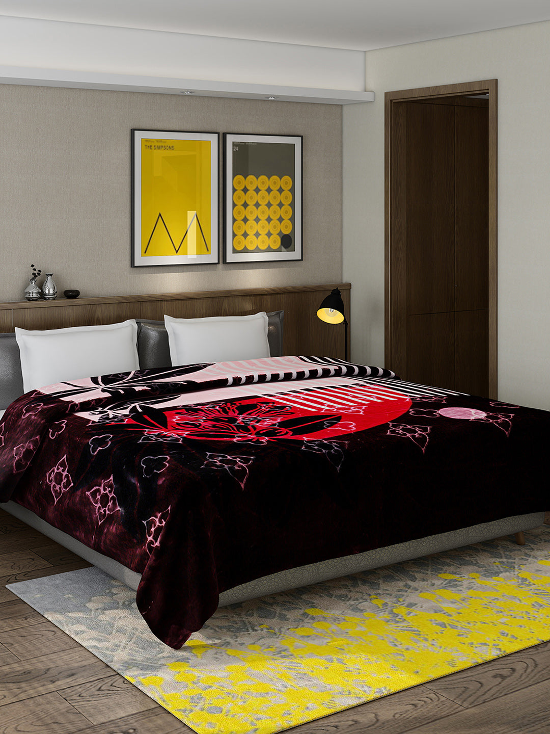 Printed Double Bed Reversible Blanket 2 Ply, 910 GSM, 4.8 kg (Vista)