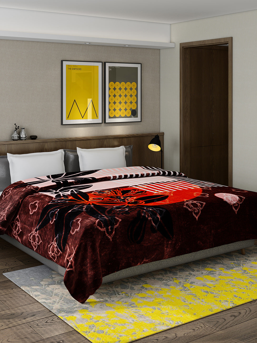 Printed Double Bed Reversible Blanket 2 Ply, 910 GSM, 4.8 kg (Vista)