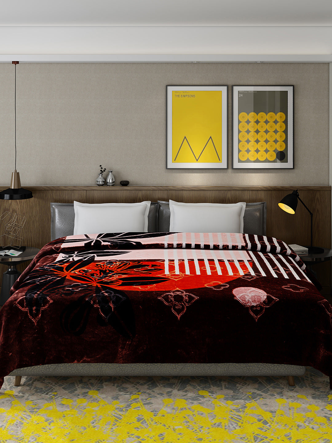 Printed Double Bed Reversible Blanket 2 Ply, 910 GSM, 4.8 kg (Vista)