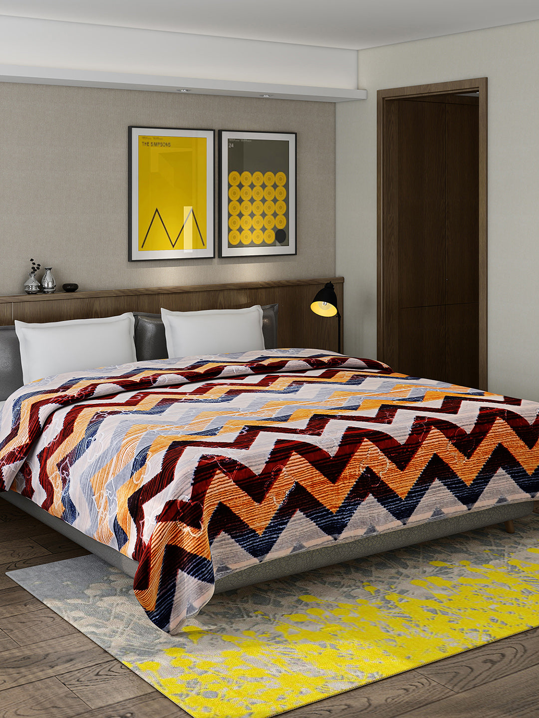 Printed Double Bed Reversible Blanket 2 Ply, 910 GSM, 4.8 kg (Vista)