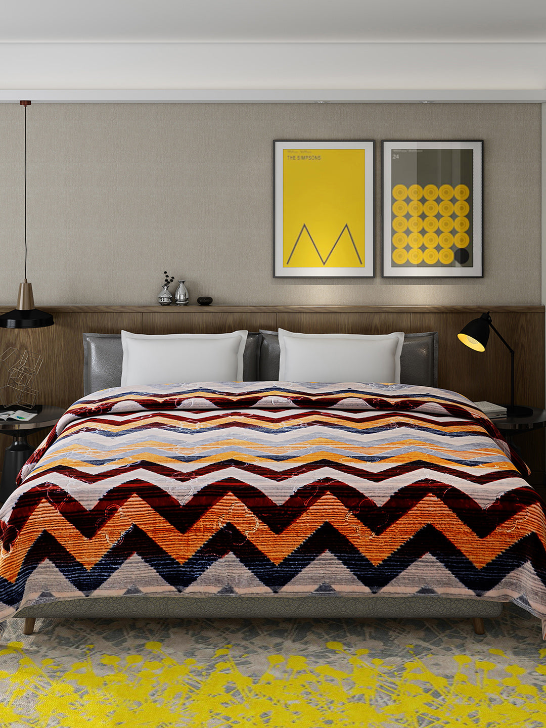 Printed Double Bed 909 GSM Blanket for Heavy Winter -2 Ply (Weight 4.8 kg)