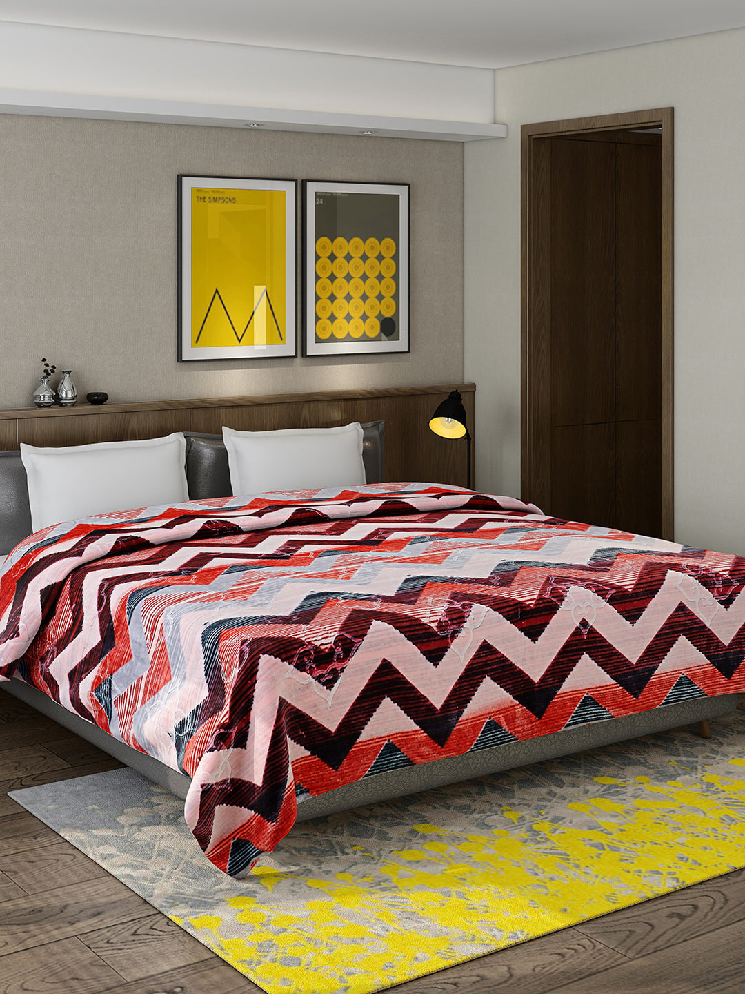 Printed Double Bed Reversible Blanket 2 Ply, 910 GSM, 4.8 kg (Vista)