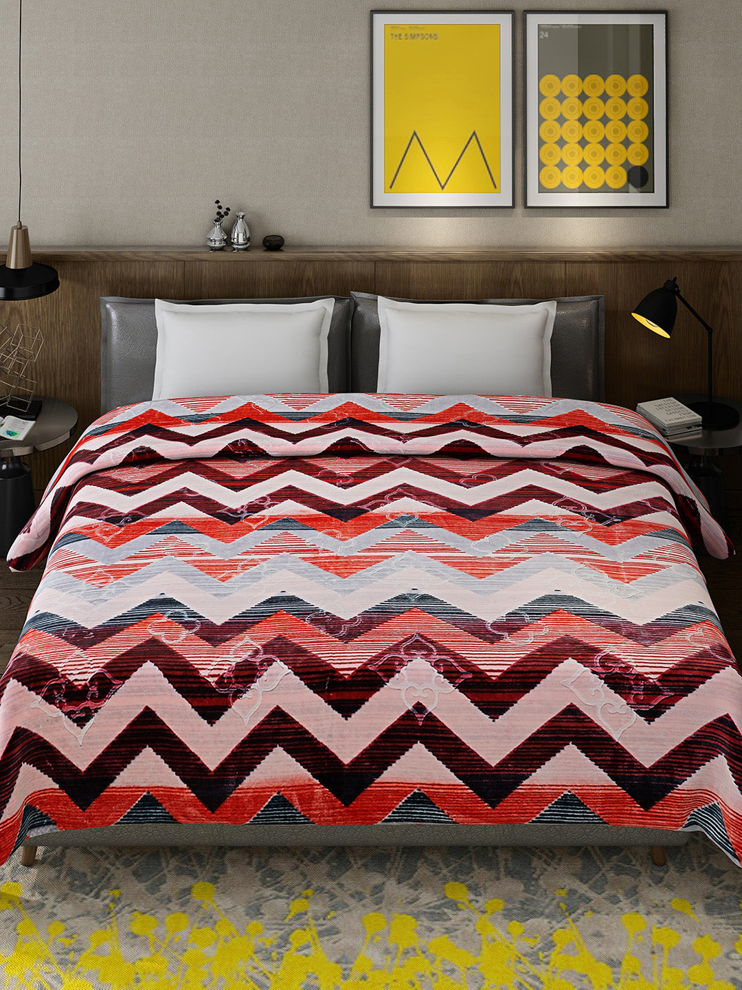 Printed Double Bed Reversible Blanket 2 Ply, 910 GSM, 4.8 kg (Vista)