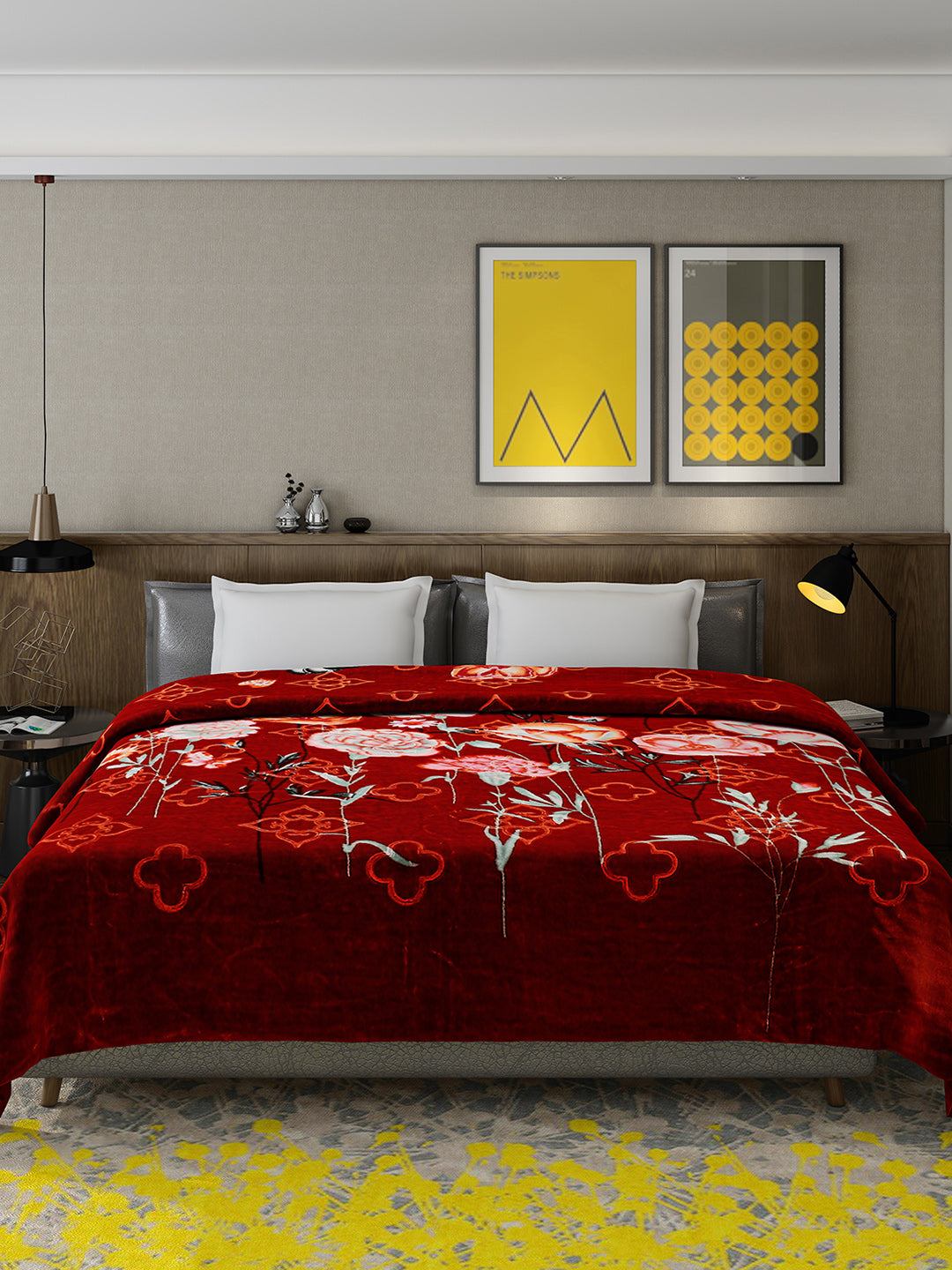 Printed Double Bed 909 GSM Blanket for Heavy Winter -2 Ply (Weight 4.8 kg)