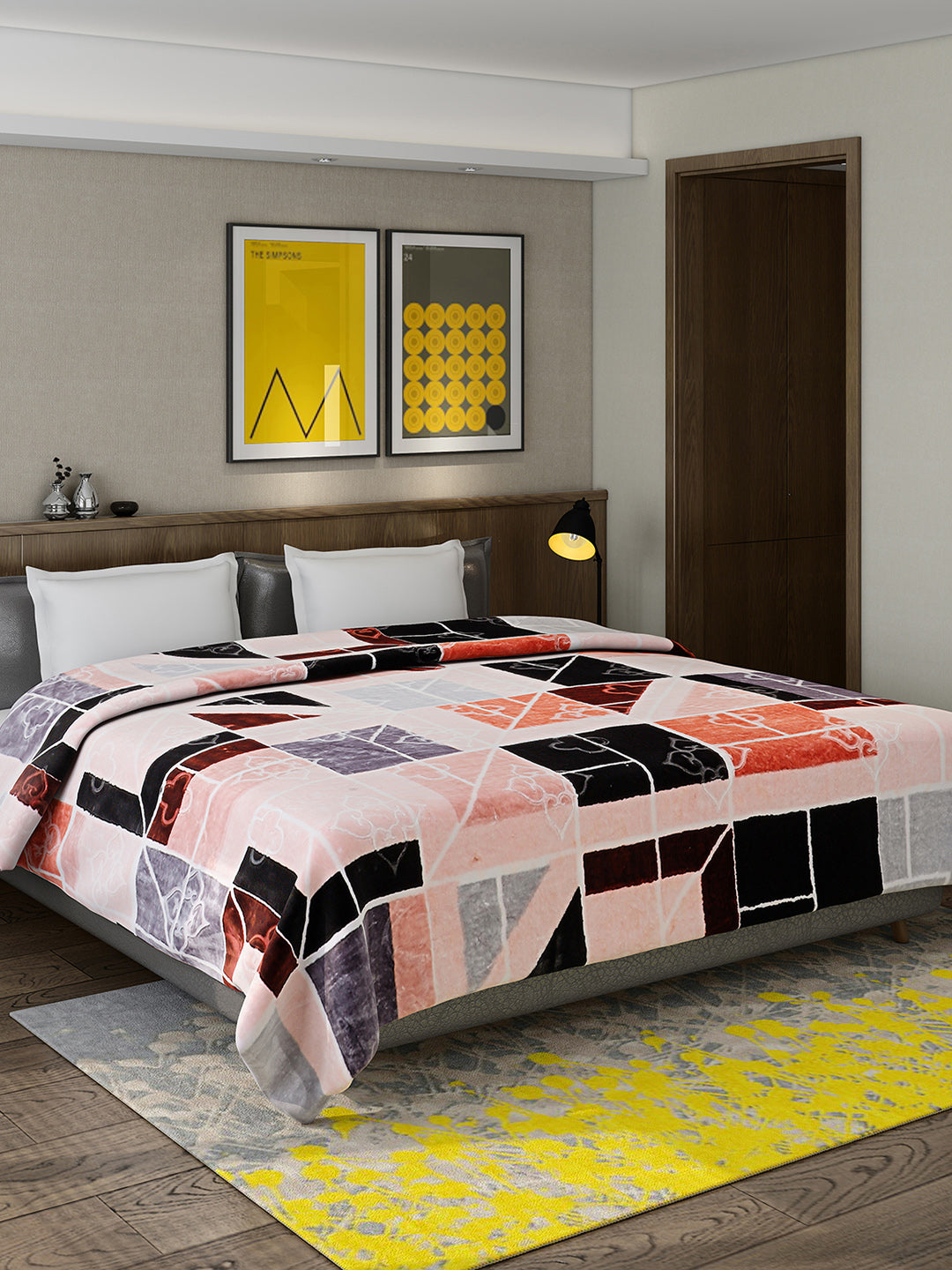 Printed Double Bed Reversible Blanket 2 Ply, 910 GSM, 4.8 kg (Vista)
