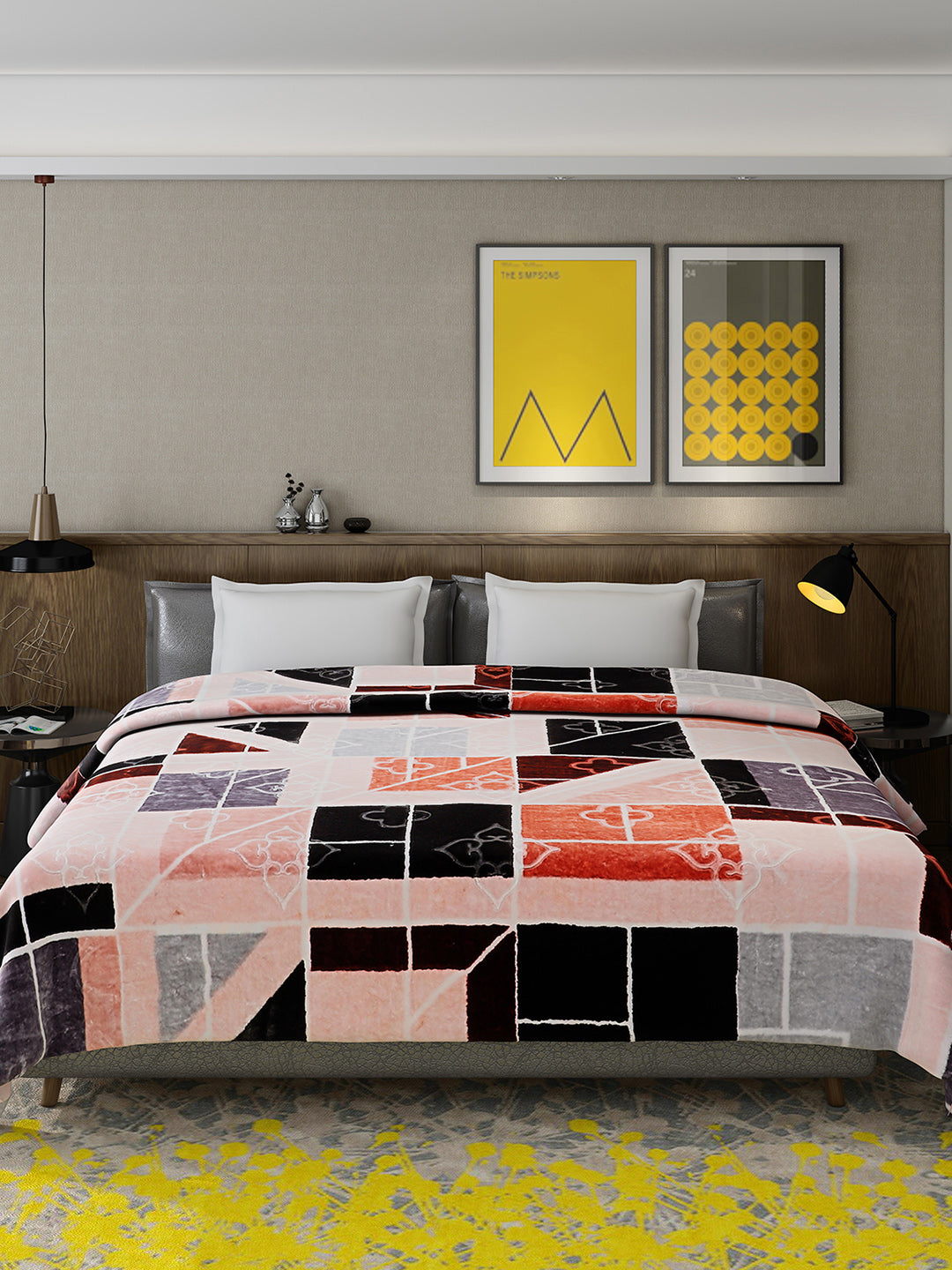Printed Double Bed Reversible Blanket 2 Ply, 910 GSM, 4.8 kg (Vista)