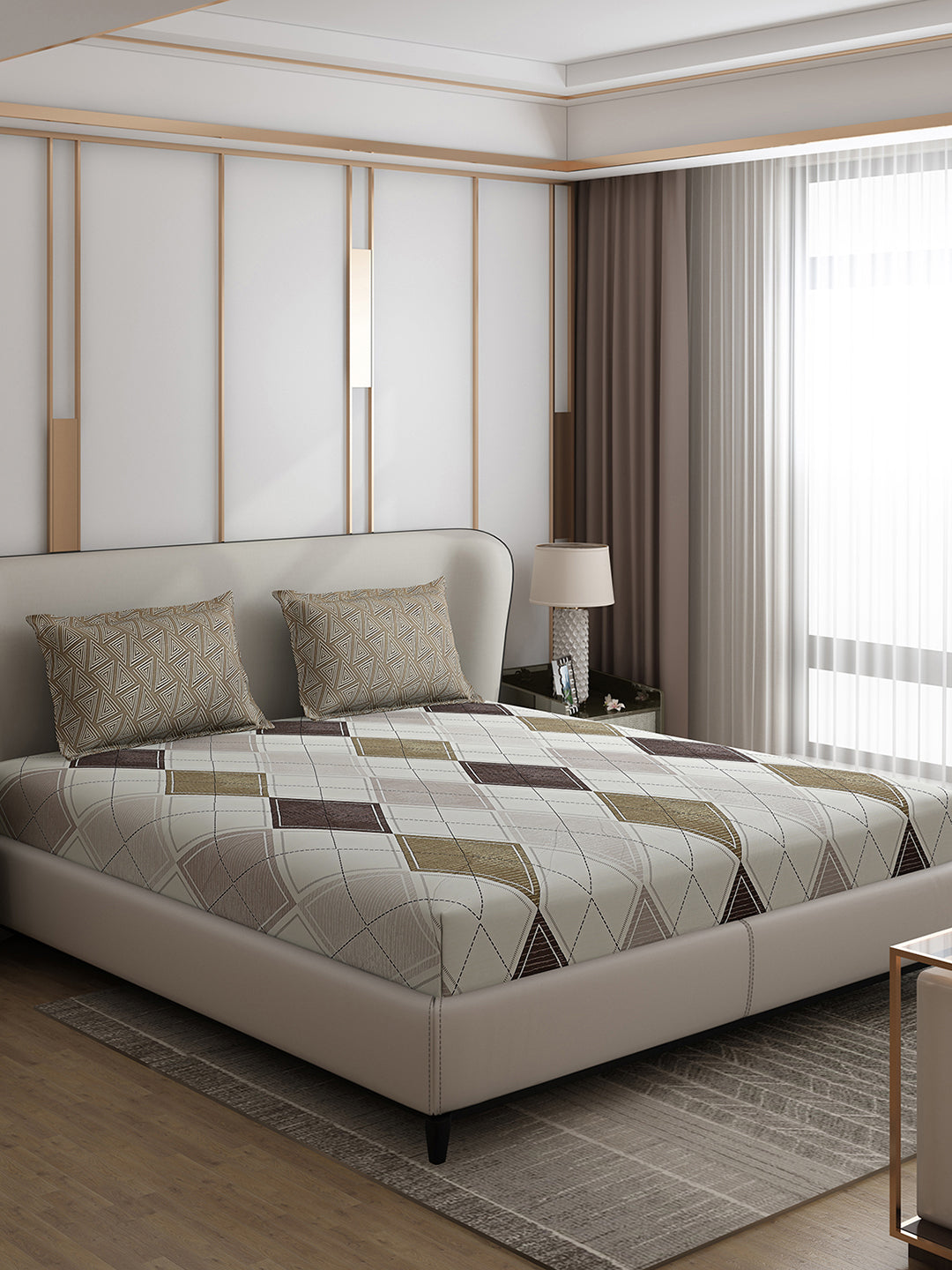 110 GSM Polyester Double Bed 1 Bedsheet with 2 Pillow Covers (Aromatic) - Updated - Updated - Updated