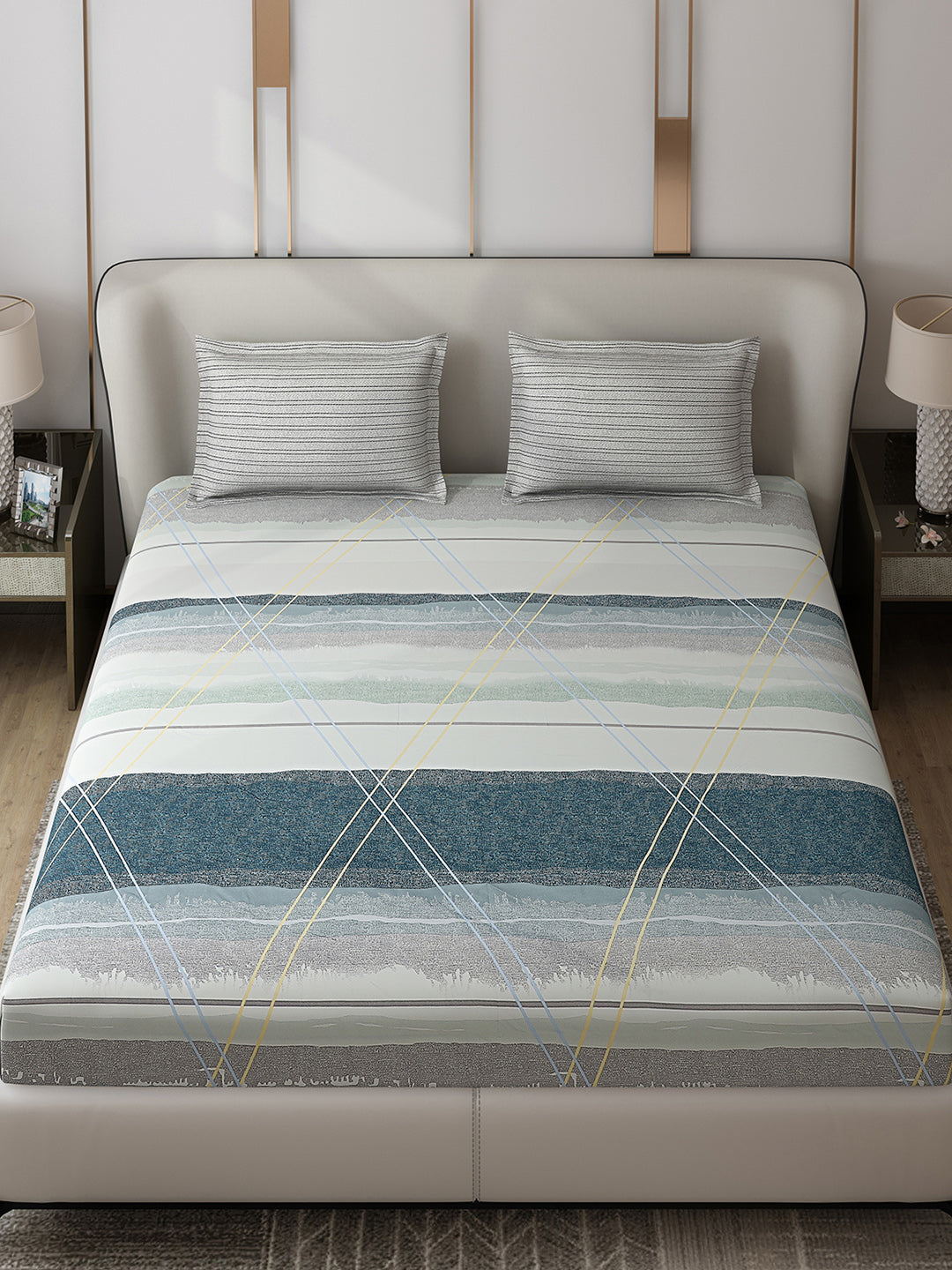 110 GSM Polyester Double Bed 1 Bedsheet with 2 Pillow Covers (Aromatic) - Updated - Updated - Updated