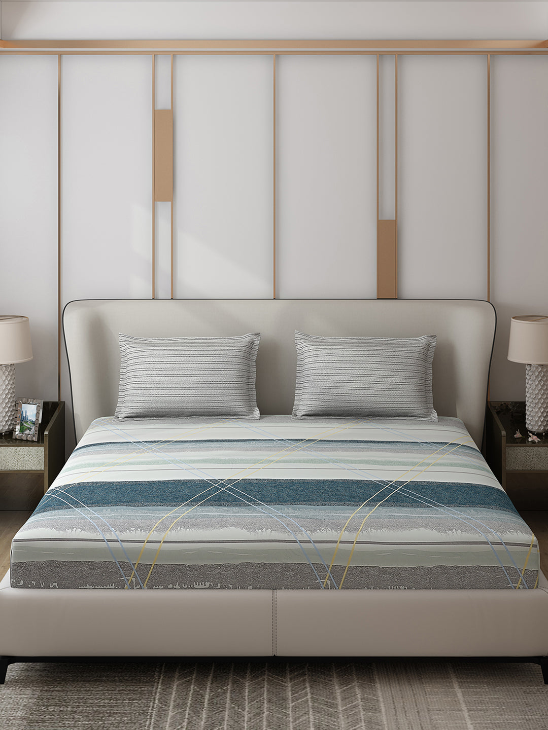 110 GSM Polyester Double Bed 1 Bedsheet with 2 Pillow Covers (Aromatic) - Updated - Updated - Updated