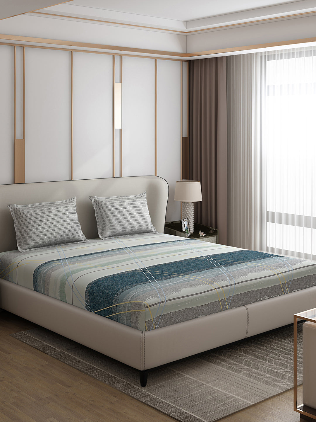 110 GSM Polyester Double Bed 1 Bedsheet with 2 Pillow Covers (Aromatic) - Updated - Updated - Updated