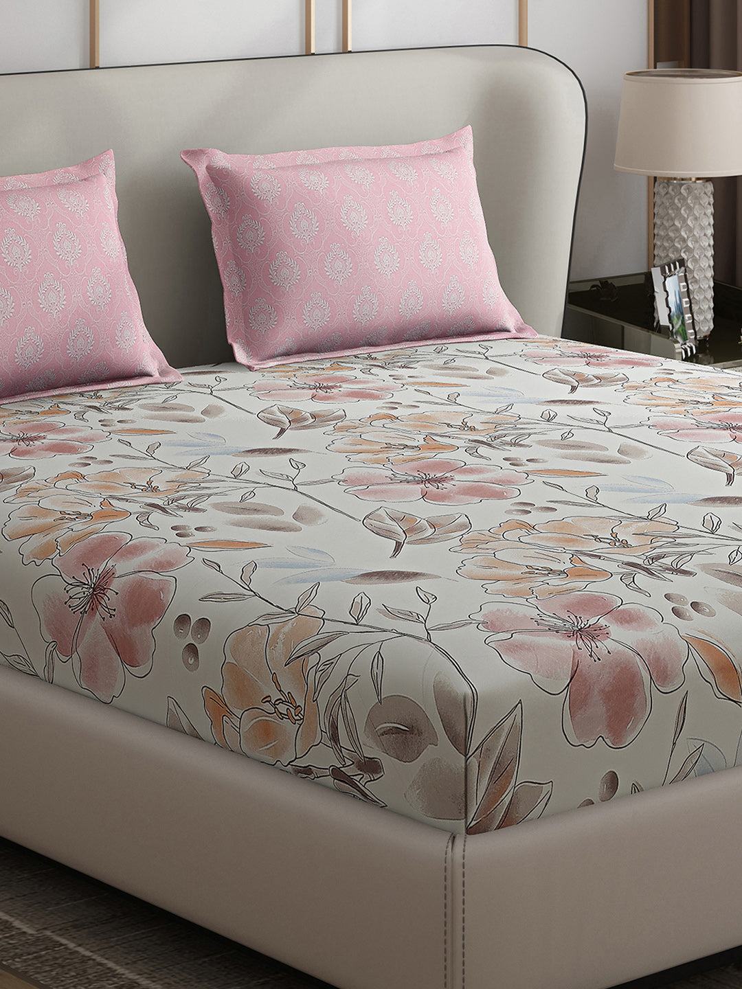 110 GSM Polyester Double Bed 1 Bedsheet with 2 Pillow Covers (Aromatic) - Updated - Updated - Updated