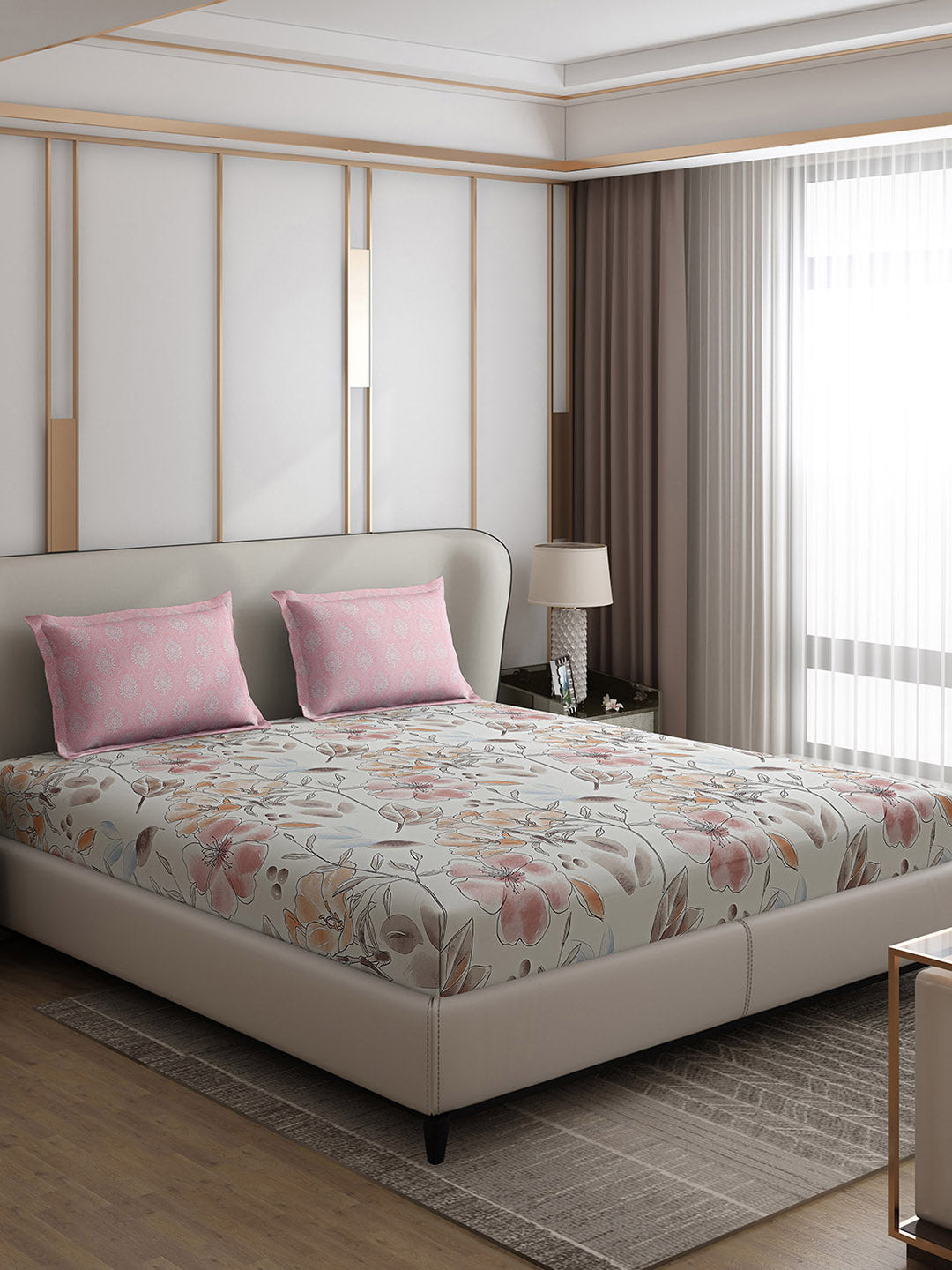 110 GSM Polyester Double Bed 1 Bedsheet with 2 Pillow Covers (Aromatic) - Updated - Updated - Updated