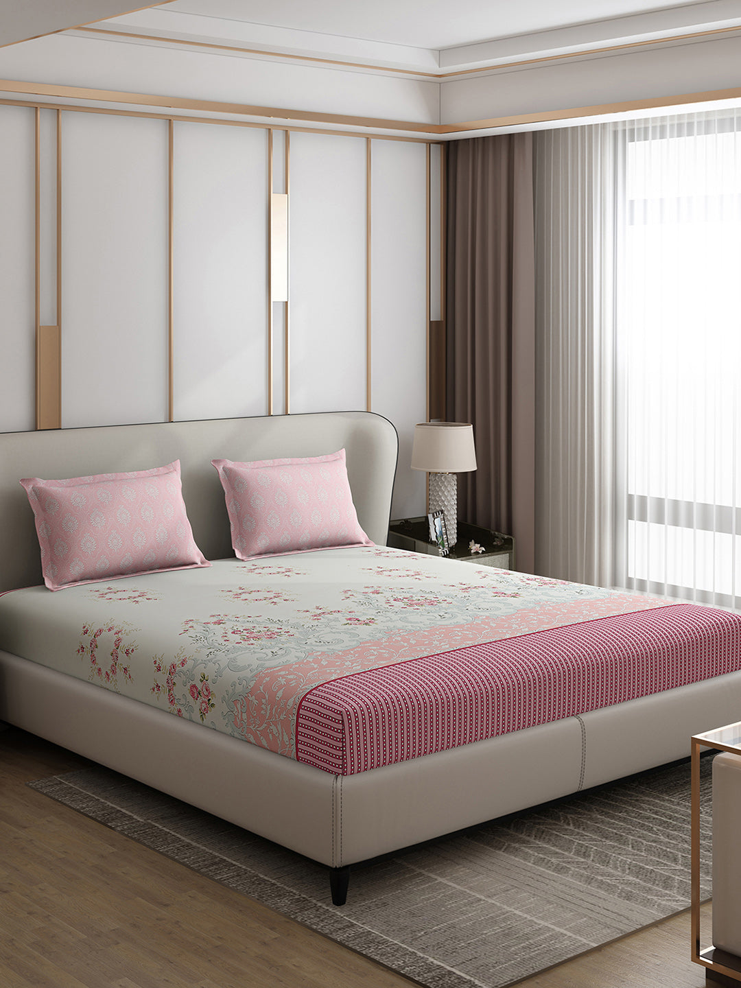 110 GSM Polyester Double Bed 1 Bedsheet with 2 Pillow Covers (Aromatic) - Updated - Updated