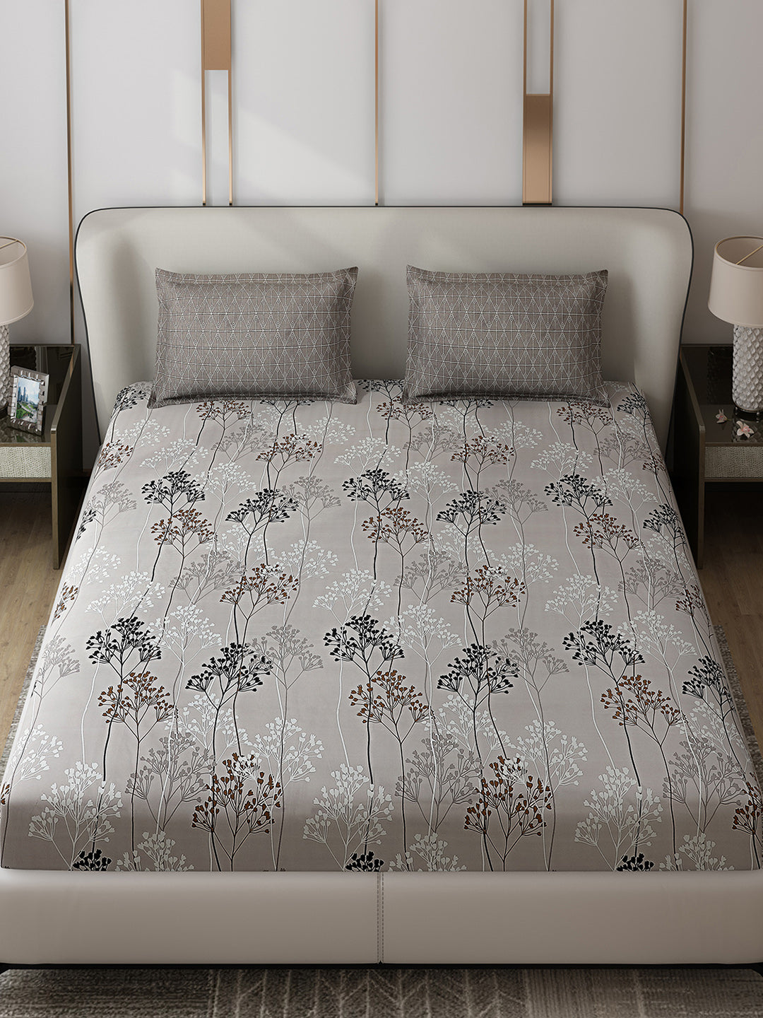 110 GSM Polyester Double Bed 1 Bedsheet with 2 Pillow Covers (Aromatic) - Updated - Updated - Updated