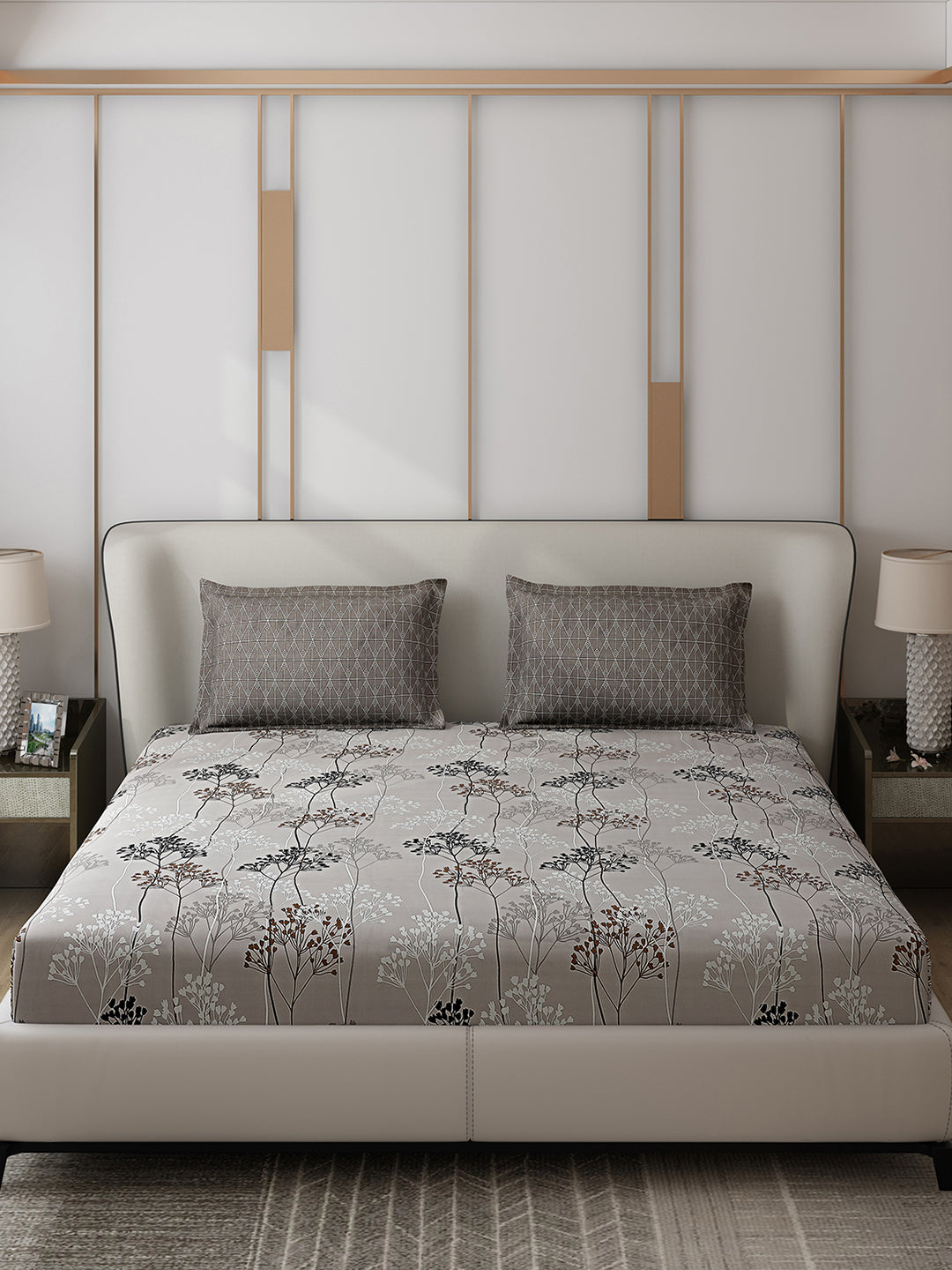 110 GSM Polyester Double Bed 1 Bedsheet with 2 Pillow Covers (Aromatic) - Updated - Updated - Updated