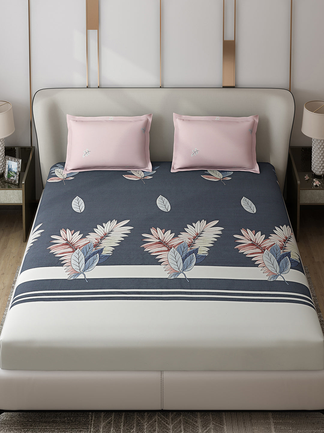 110 GSM Polyester Double Bed 1 Bedsheet with 2 Pillow Covers (Aromatic) - Updated - Updated - Updated