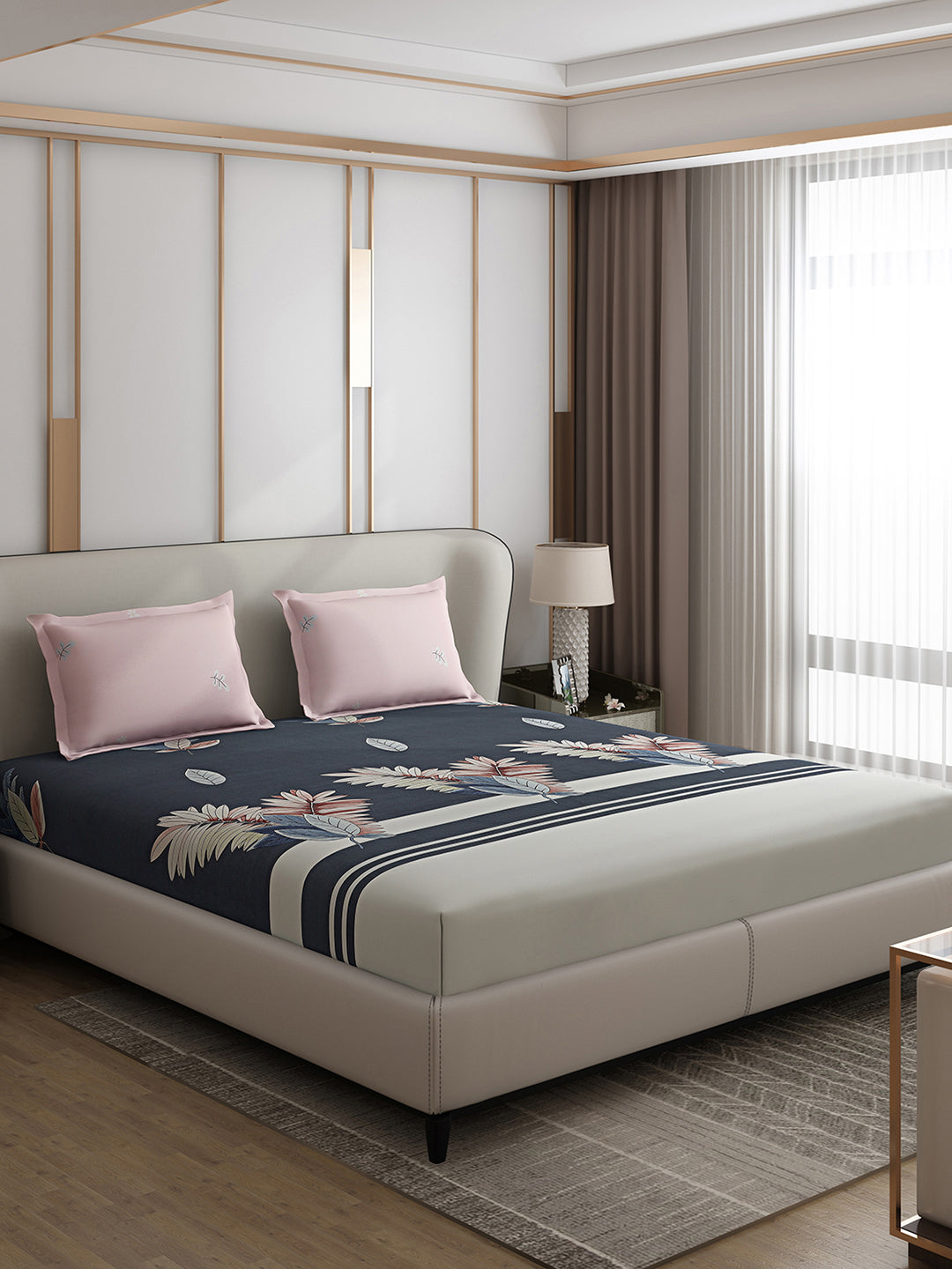 110 GSM Polyester Double Bed 1 Bedsheet with 2 Pillow Covers (Aromatic) - Updated - Updated - Updated