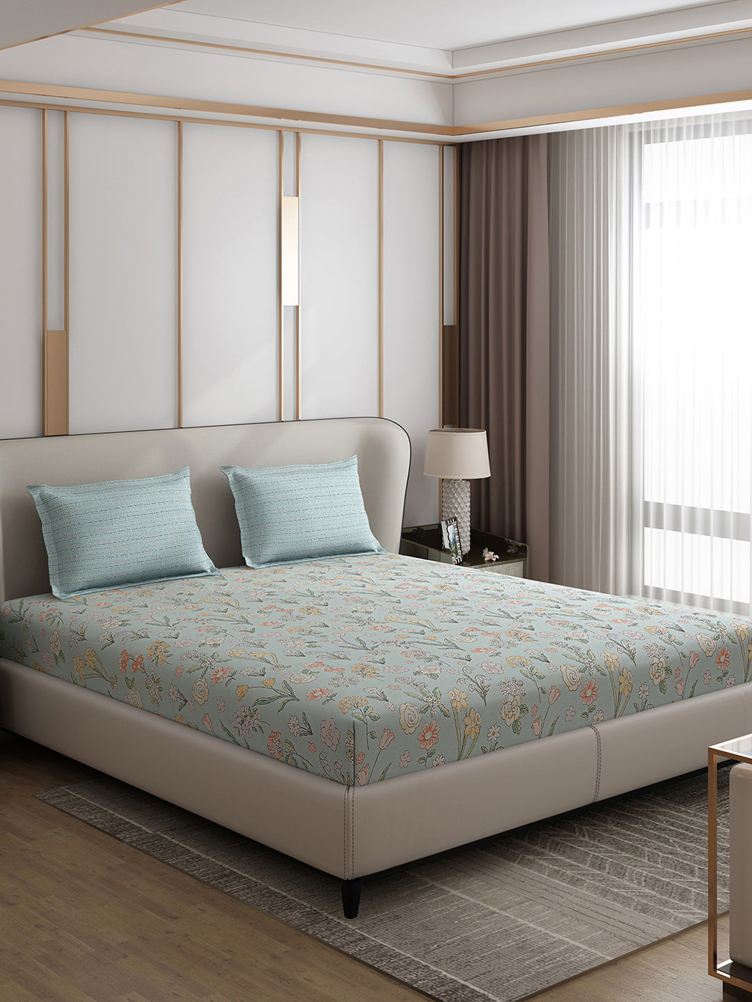 110 GSM Polyester Double Bed 1 Bedsheet with 2 Pillow Covers (Aromatic) - Updated - Updated - Updated