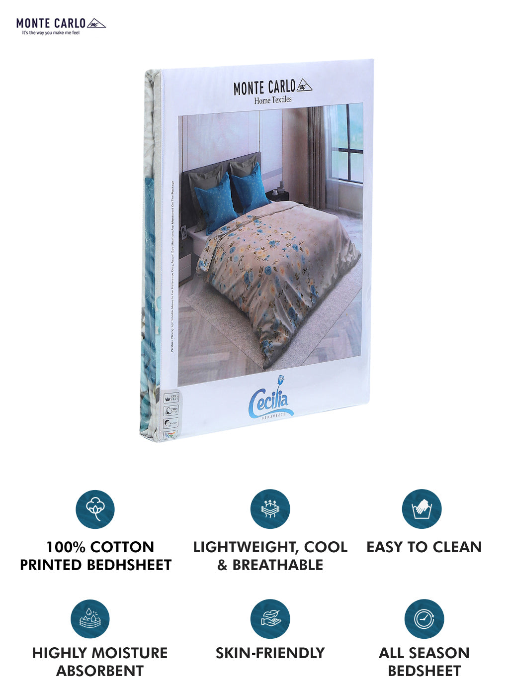 300 TC Cotton Double Bedsheet with 2 Pillow Covers