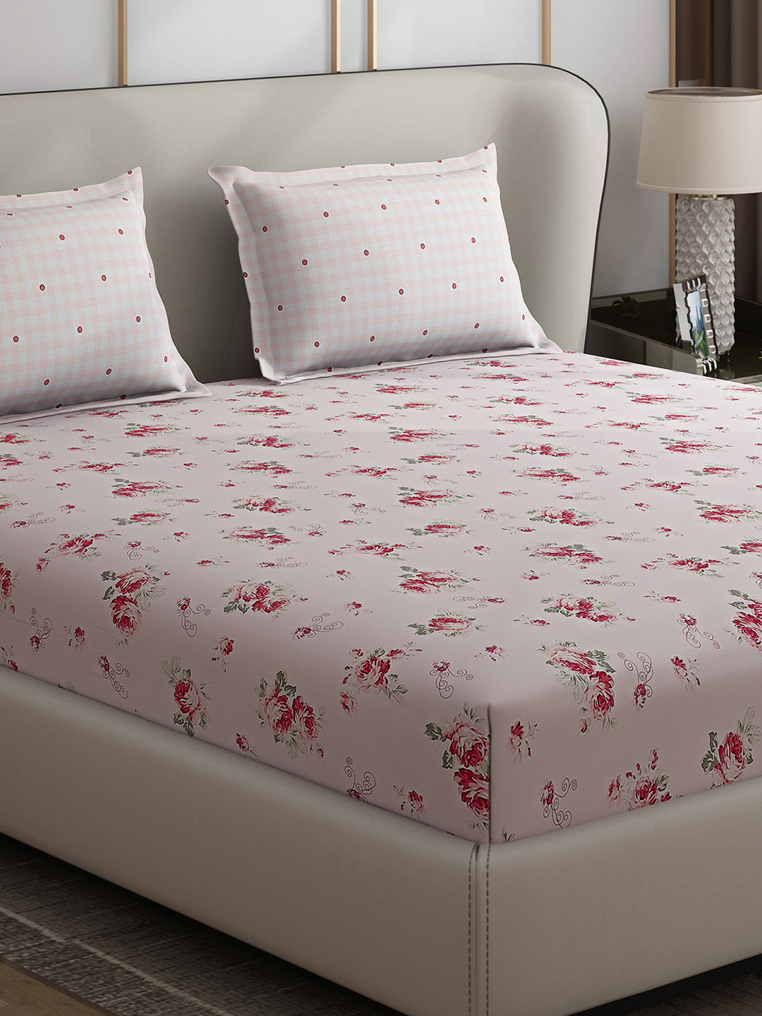 130 GSM Polyester Double Bed 1 Bedsheet with 2 Pillow Covers (Edmond)