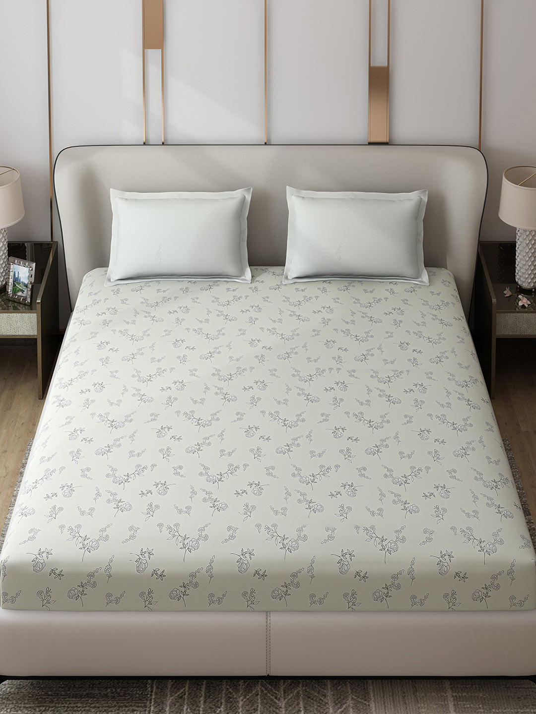 130 GSM Polyester Double Bed 1 Bedsheet with 2 Pillow Covers (Edmond)