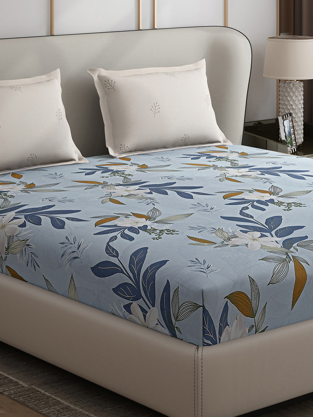 130 GSM Polyester Double Bed 1 Bedsheet with 2 Pillow Covers (Edmond)