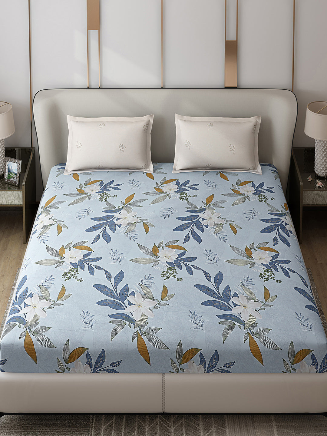 130 GSM Polyester Double Bed 1 Bedsheet with 2 Pillow Covers (Edmond)