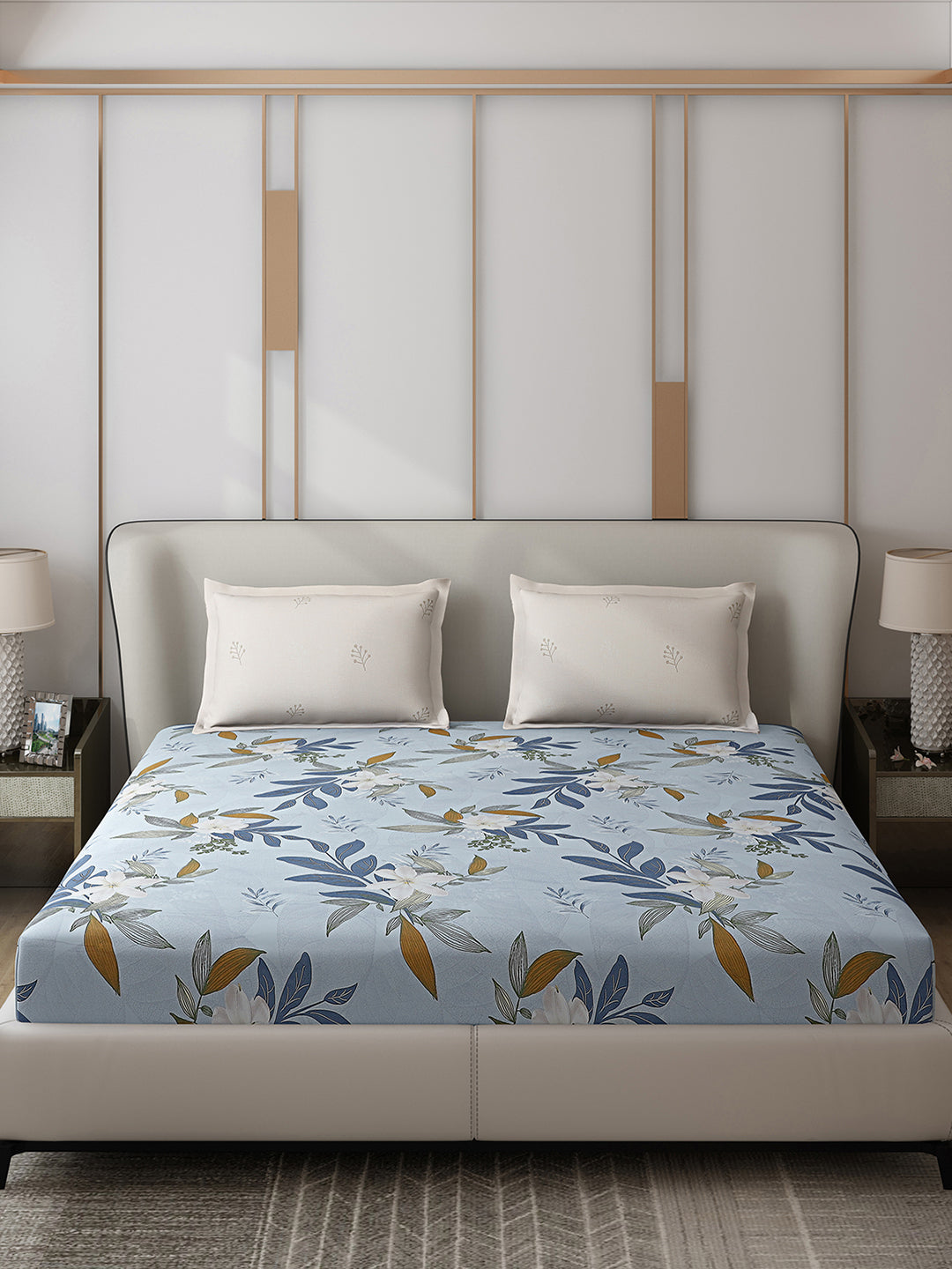 130 GSM Polyester Double Bed 1 Bedsheet with 2 Pillow Covers (Edmond)