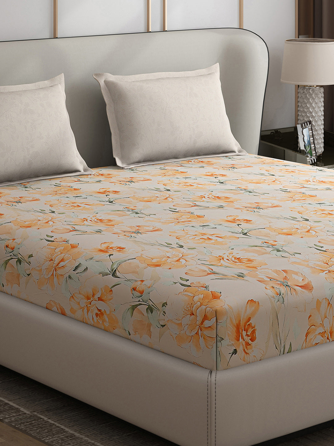 130 GSM Polyester Double Bed 1 Bedsheet with 2 Pillow Covers (Edmond)