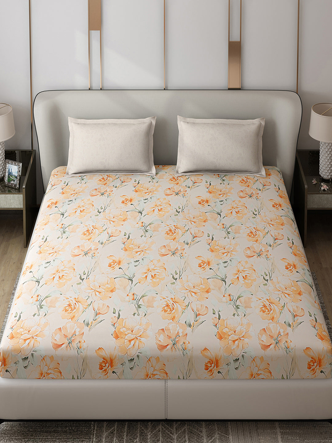 130 GSM Polyester Double Bed 1 Bedsheet with 2 Pillow Covers (Edmond)