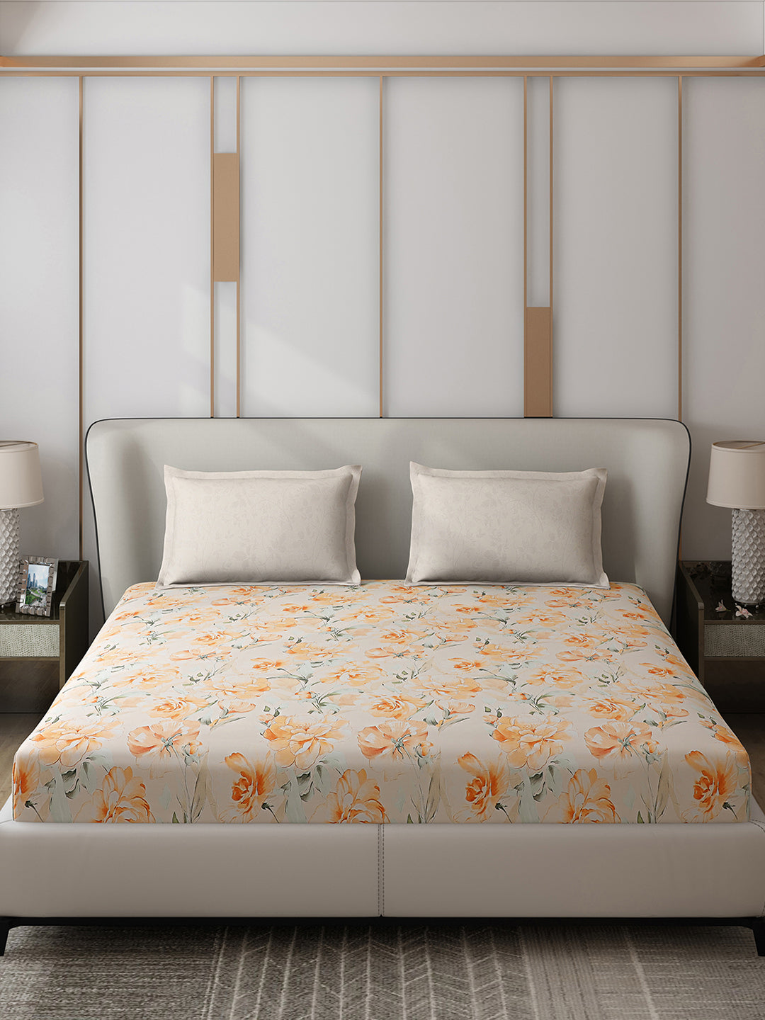 130 GSM Polyester Double Bed 1 Bedsheet with 2 Pillow Covers (Edmond)