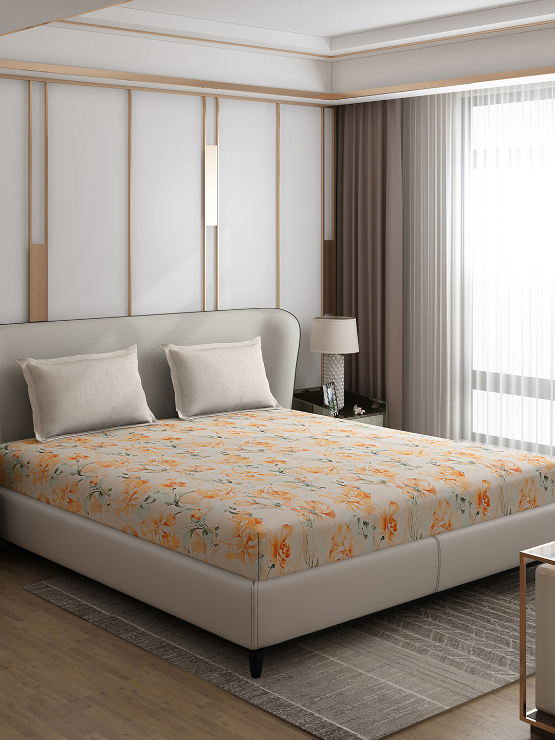 130 GSM Polyester Double Bed 1 Bedsheet with 2 Pillow Covers (Edmond)