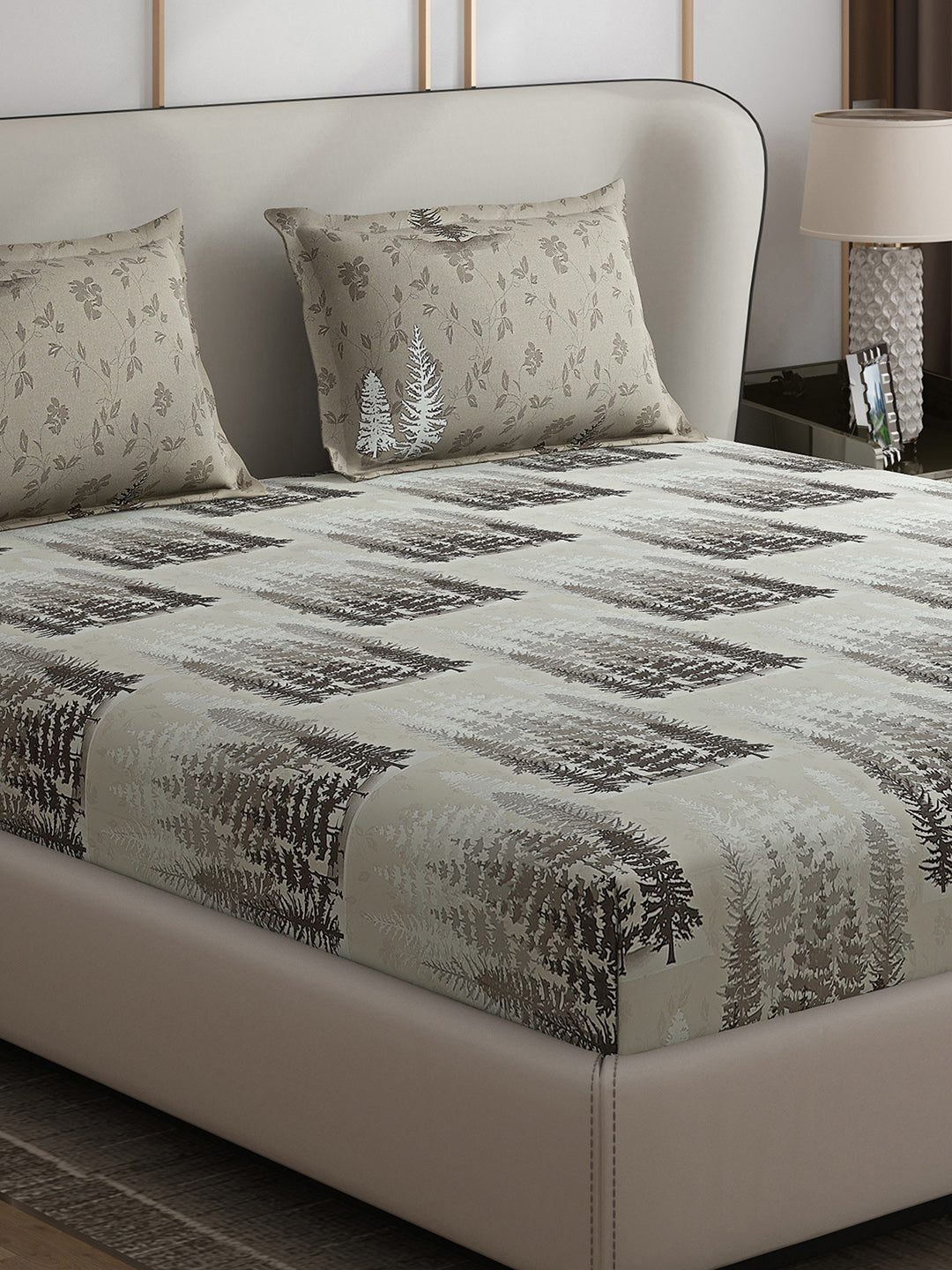 130 GSM Polyester Double Bed 1 Bedsheet with 2 Pillow Covers (Edmond)