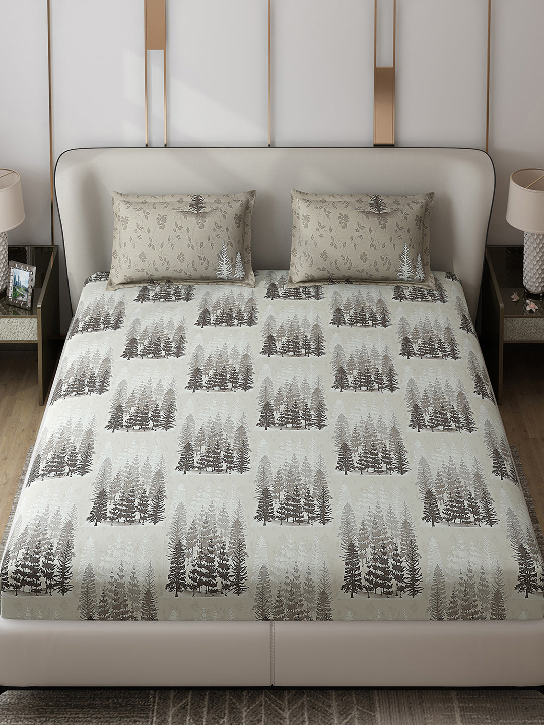 130 GSM Polyester Double Bed 1 Bedsheet with 2 Pillow Covers (Edmond)