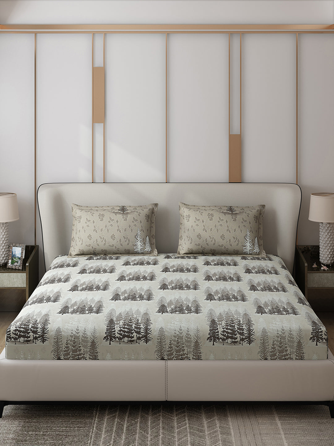 130 GSM Polyester Double Bed 1 Bedsheet with 2 Pillow Covers (Edmond)