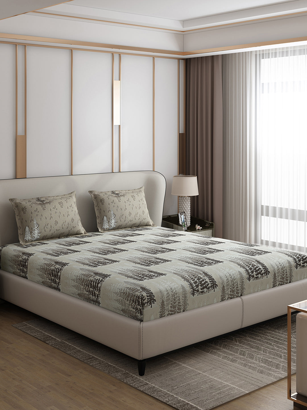 130 GSM Polyester Double Bed 1 Bedsheet with 2 Pillow Covers (Edmond)