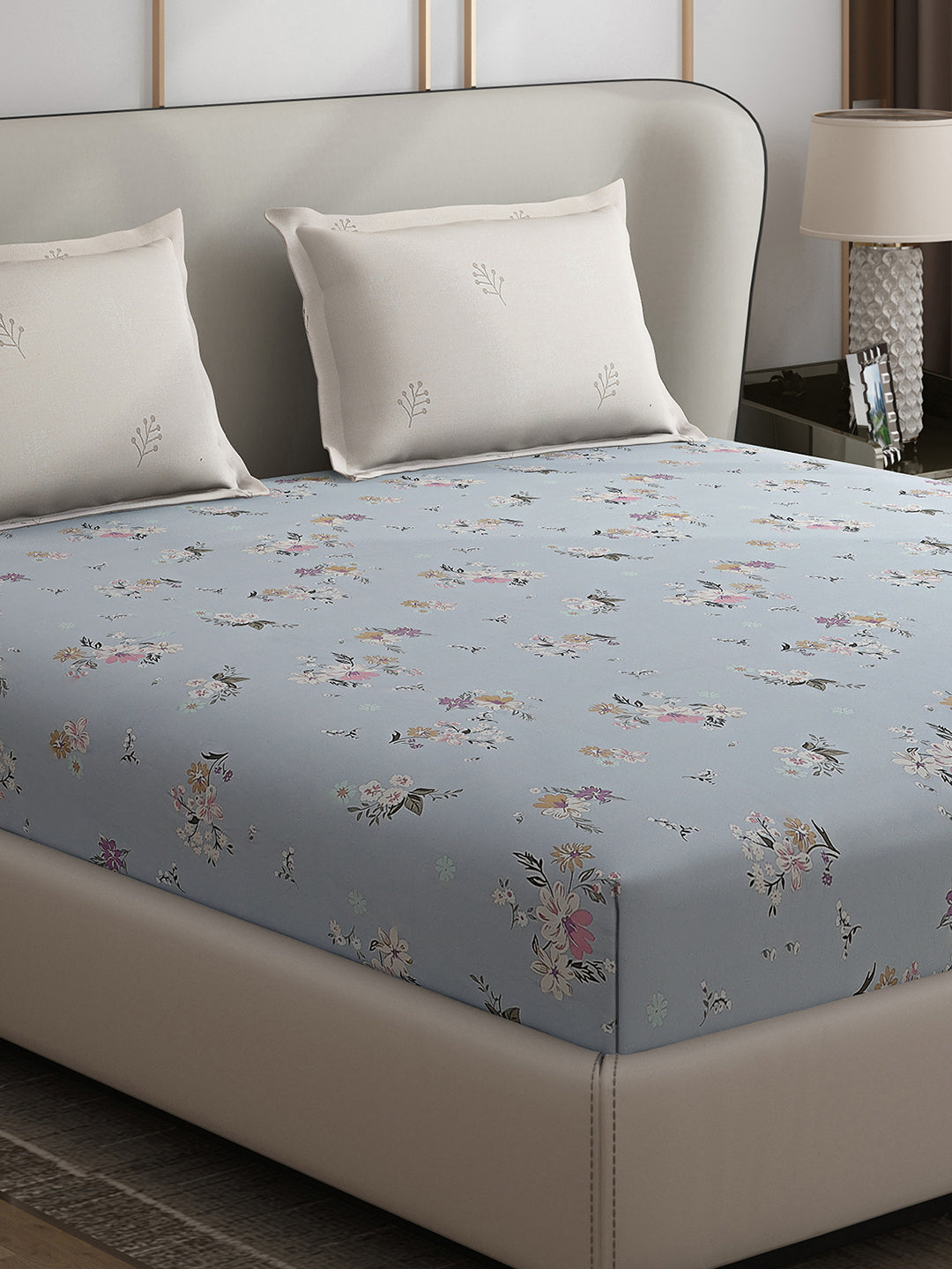 130 GSM Polyester Double Bed 1 Bedsheet with 2 Pillow Covers (Edmond)