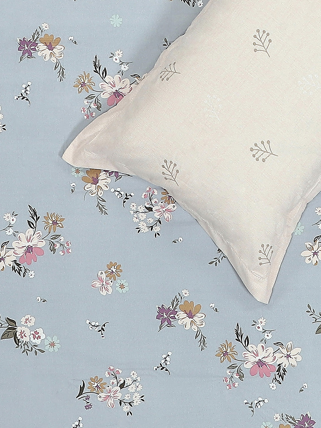 130 GSM Polyester Double Bed 1 Bedsheet with 2 Pillow Covers (Edmond)