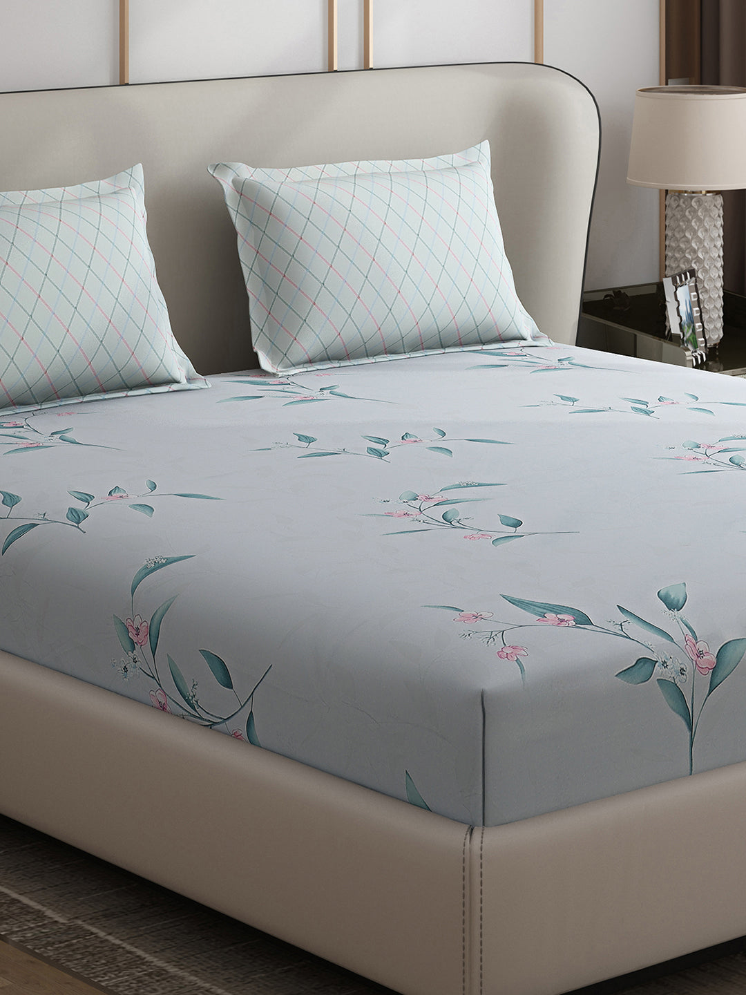 130 GSM Polyester Double Bed 1 Bedsheet with 2 Pillow Covers (Edmond)