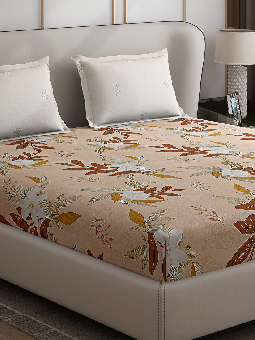 130 GSM Polyester Double Bed 1 Bedsheet with 2 Pillow Covers (Edmond)