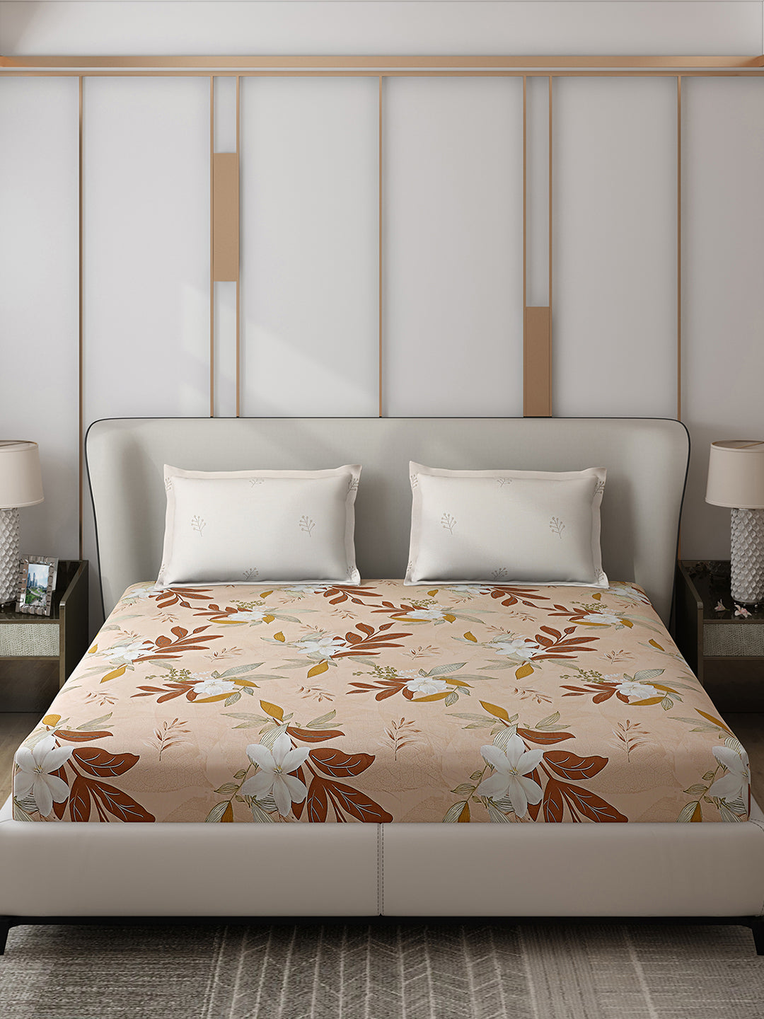 130 GSM Polyester Double Bed 1 Bedsheet with 2 Pillow Covers (Edmond)