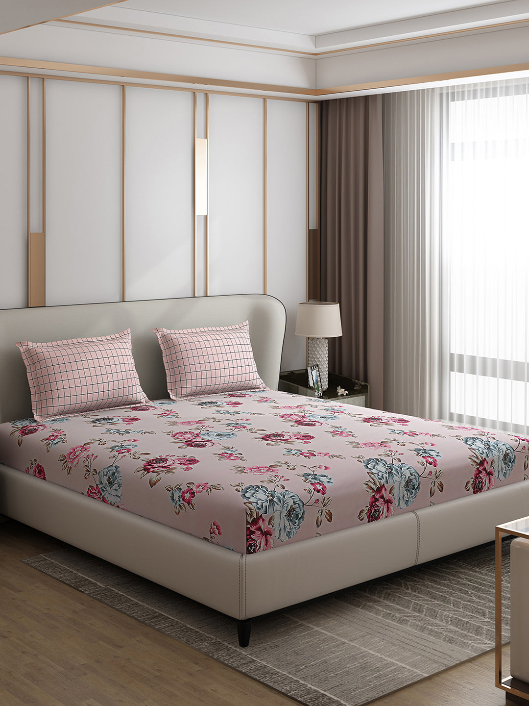 130 GSM Polyester Double Bed 1 Bedsheet with 2 Pillow Covers (Edmond)