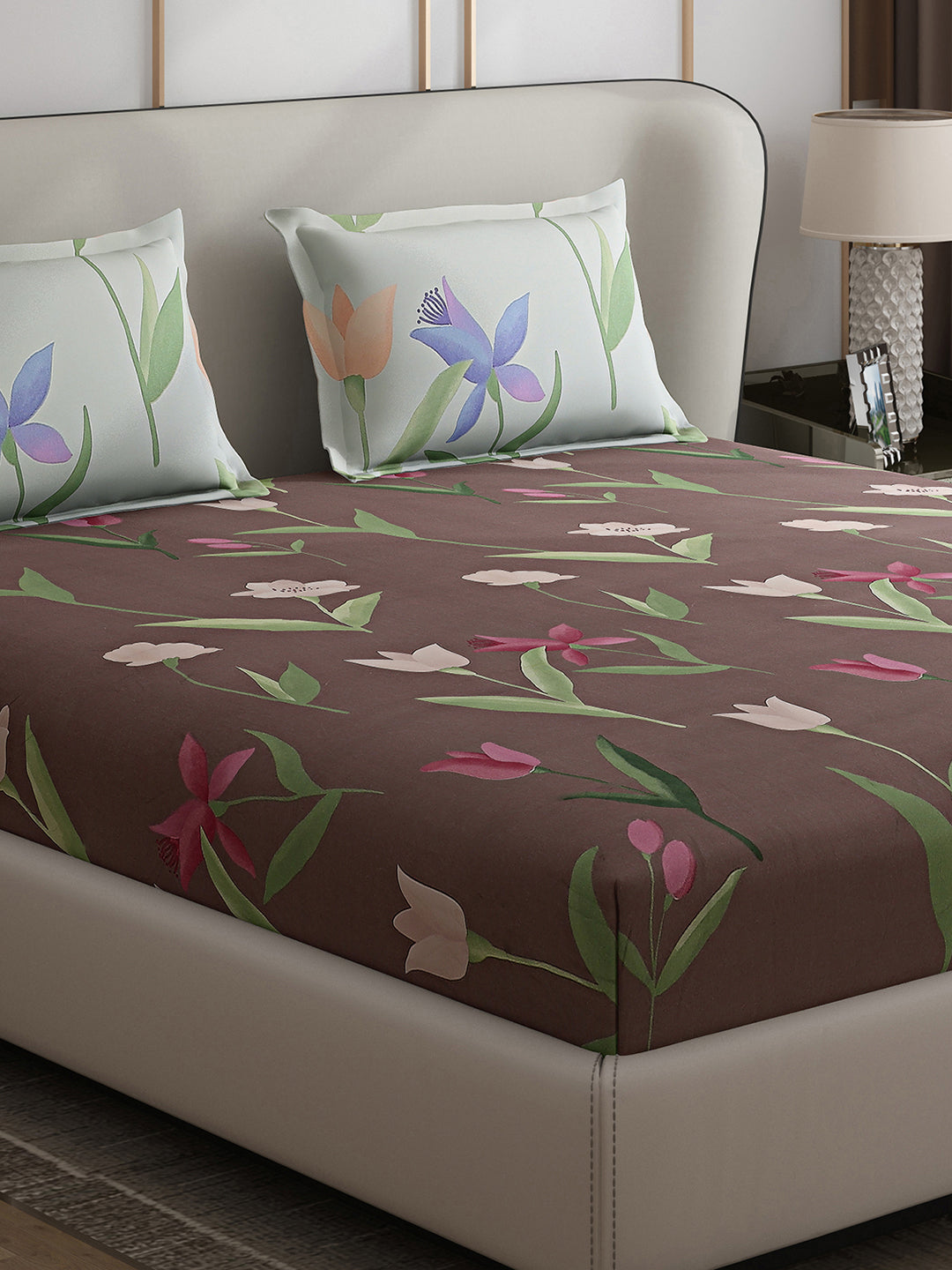 130 GSM Polyester Double Bed 1 Bedsheet with 2 Pillow Covers (Edmond)