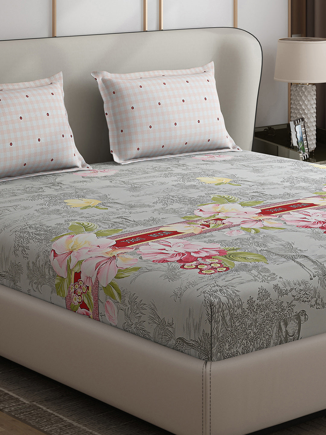 130 GSM Polyester Double Bed 1 Bedsheet with 2 Pillow Covers (Edmond)