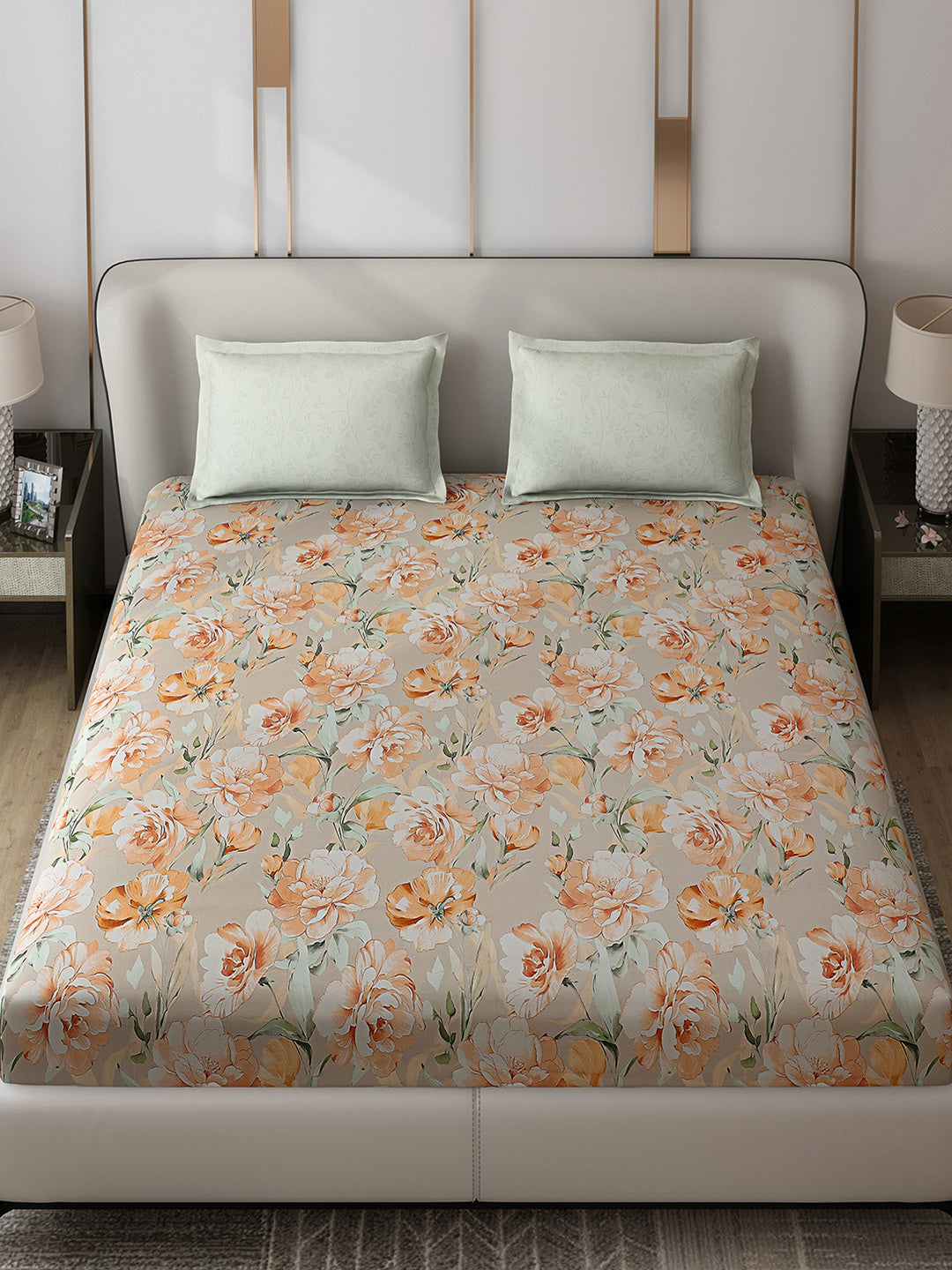 130 GSM Polyester Double Bed 1 Bedsheet with 2 Pillow Covers (Edmond)