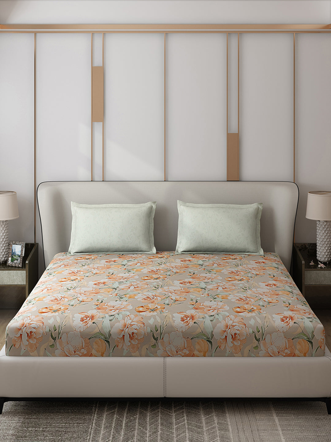 130 GSM Polyester Double Bed 1 Bedsheet with 2 Pillow Covers (Edmond)