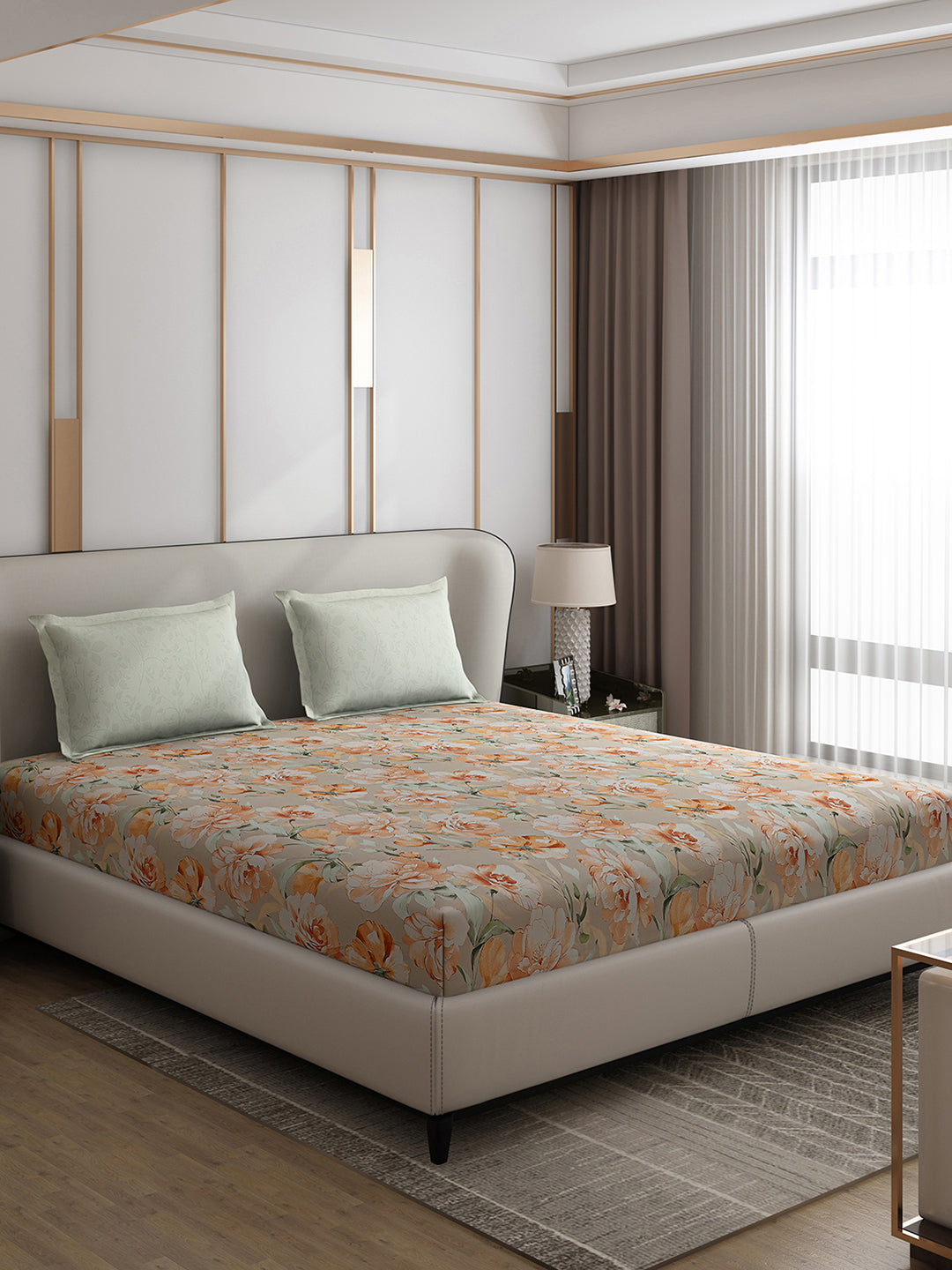 130 GSM Polyester Double Bed 1 Bedsheet with 2 Pillow Covers (Edmond)