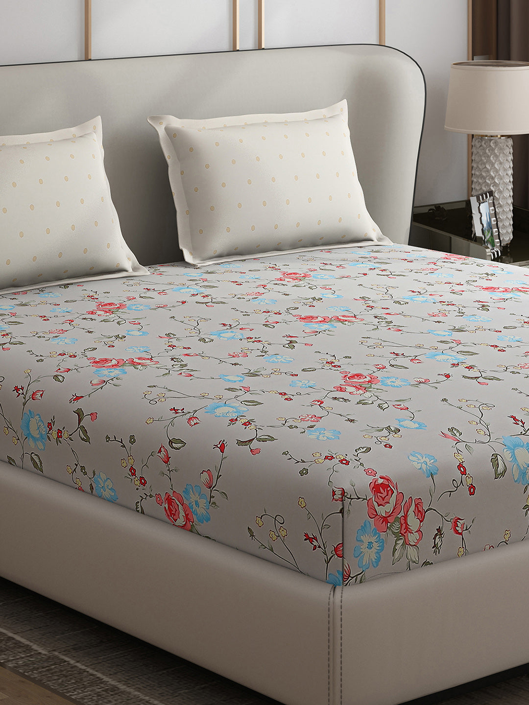 130 GSM Polyester Double Bed 1 Bedsheet with 2 Pillow Covers (Edmond)