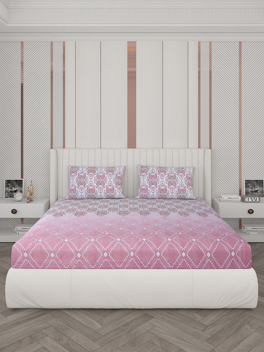 104 TC Cotton Double Bedsheet with 2 Pillow Covers - Updated - Updated