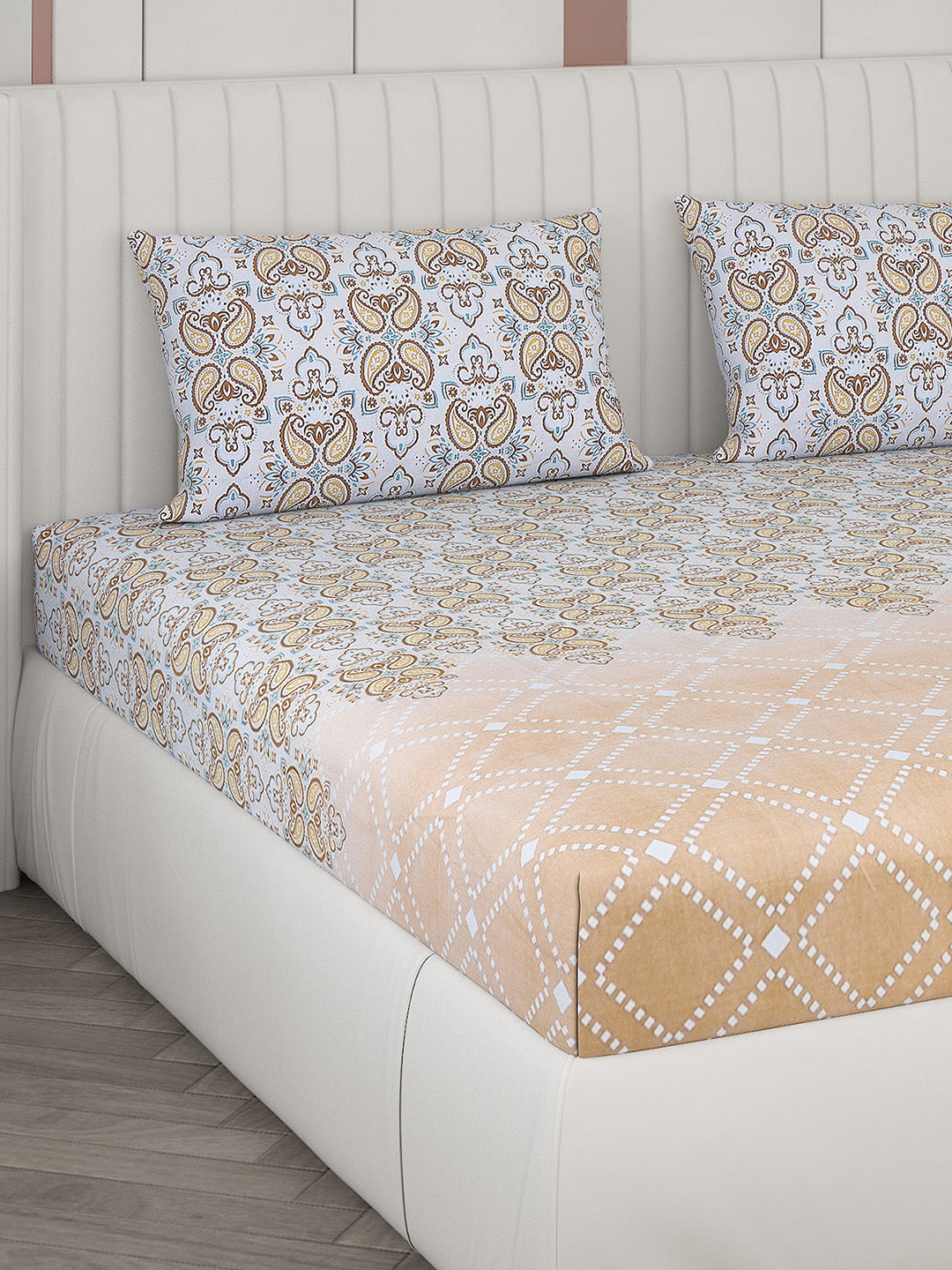 104 TC Cotton Double Bedsheet with 2 Pillow Covers - Updated - Updated